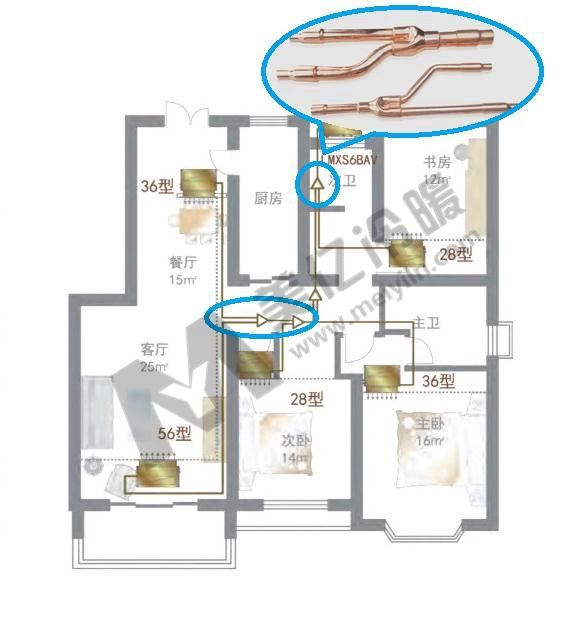 空調安裝布局圖分歧管示意